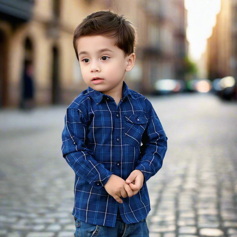 Midnight Blue Checks Comfy & Warm Casual Shirt