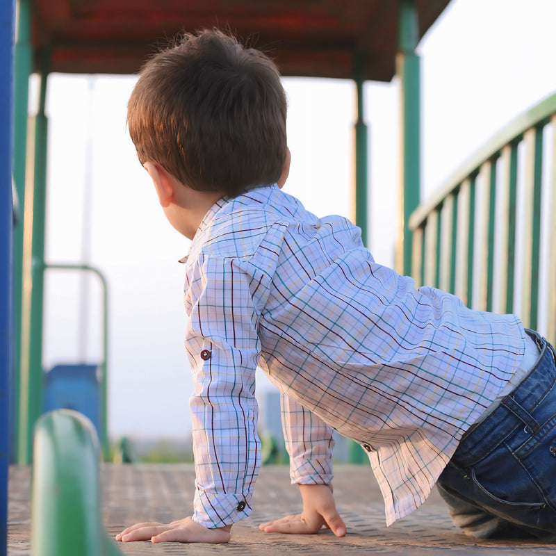 White & Rainbow Lines Boy's Casual Shirt