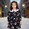 Girl's Winter Black Floral Frock