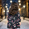 Girl's Winter Black Floral Frock