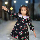 Girl's Winter Black Floral Frock