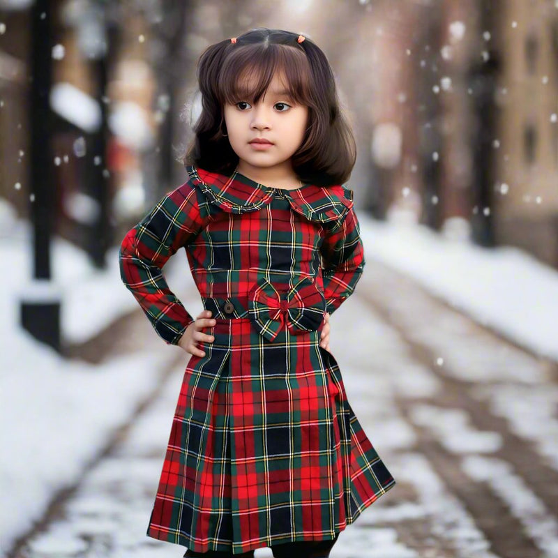 Peter Pan Collar Girls Winter Frock