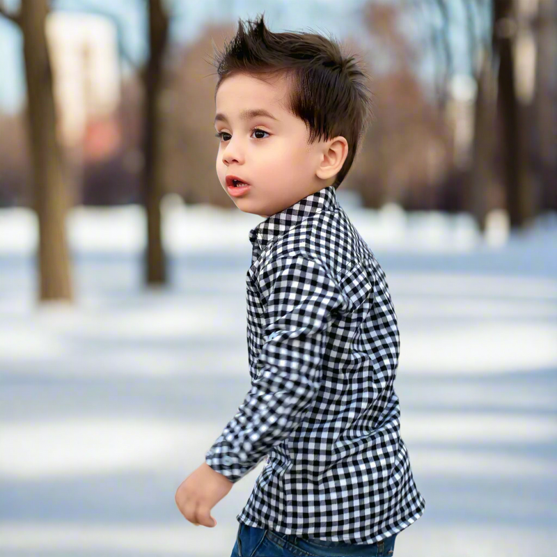 B/W Small Checks Premium Casual Shirt